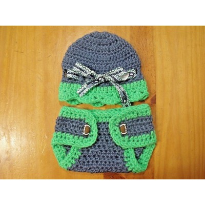 Seattle Seahawks Crochet Newborn Beanie Diaper Cover Set 03 mts  Baby Shower  eb-92844612